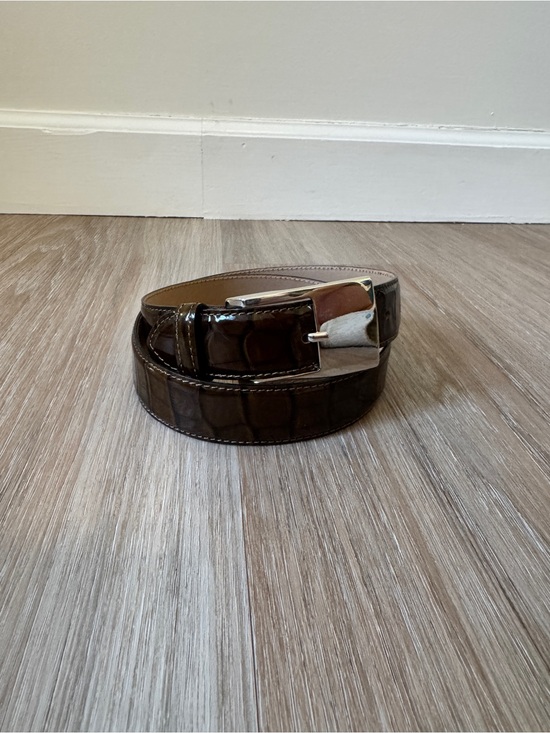 Doncaster Accessories - Doncaster Brown Croc Embossed Patent Leather Belt Made in Italy Size 31